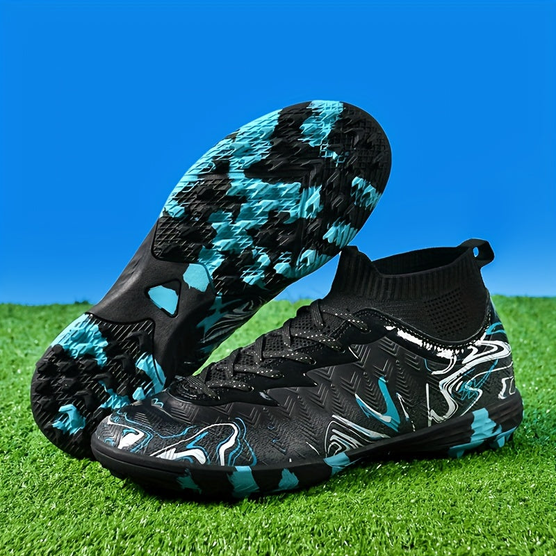 Men's Soccer Cleats Lace Closure PU Upper Rubber Sole All-Season Sports Shoes