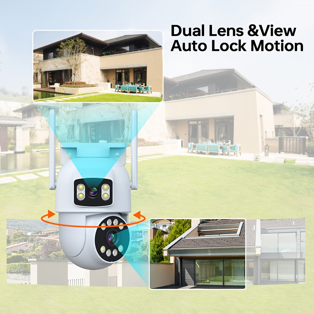 Wireless Security Camera 4MP Dual Lens 2K HD Pan-Tilt Auto Tracking Night Vision