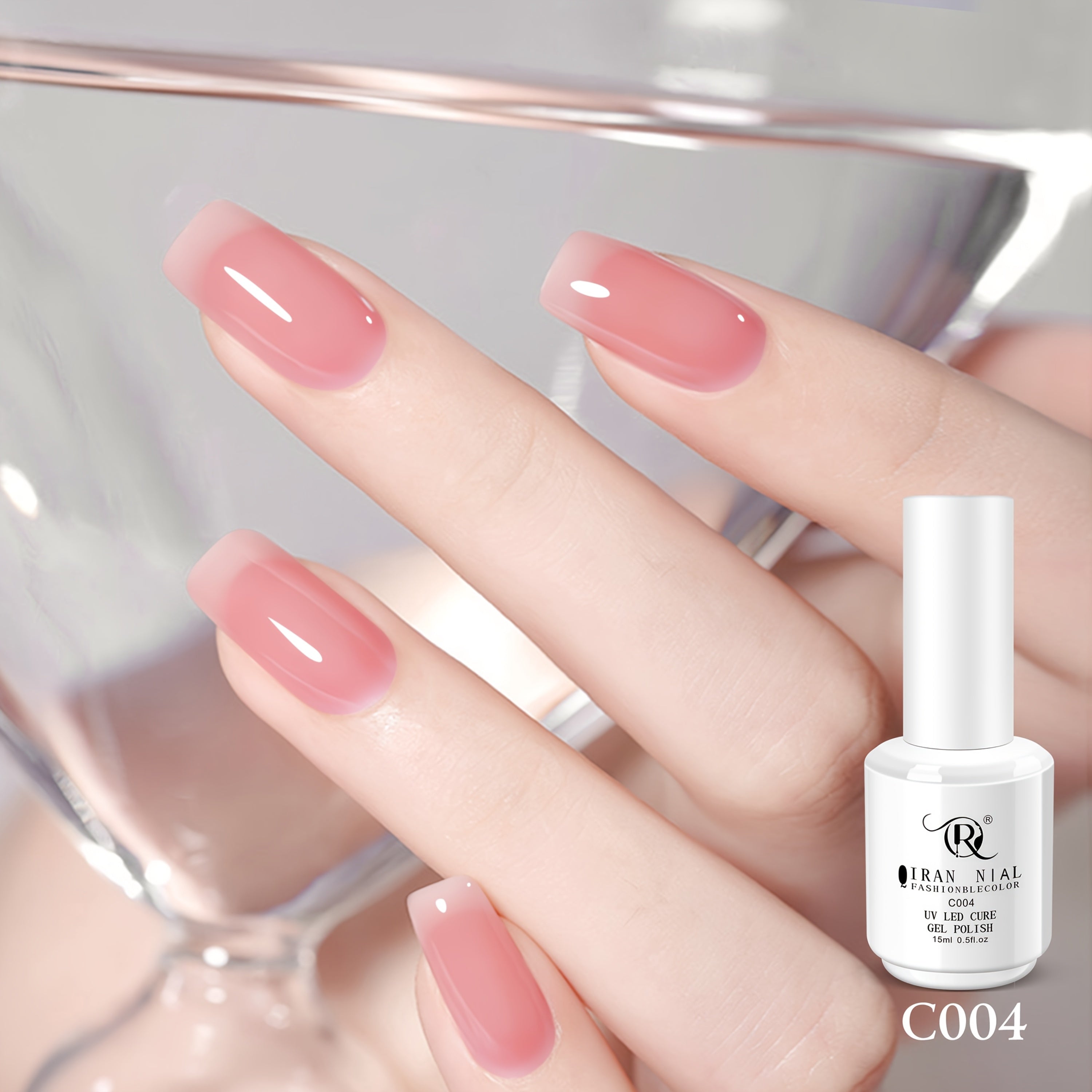 15ml Sheer Ice Jelly Gel Nail Polish Nude Pink Ombré Long-Lasting