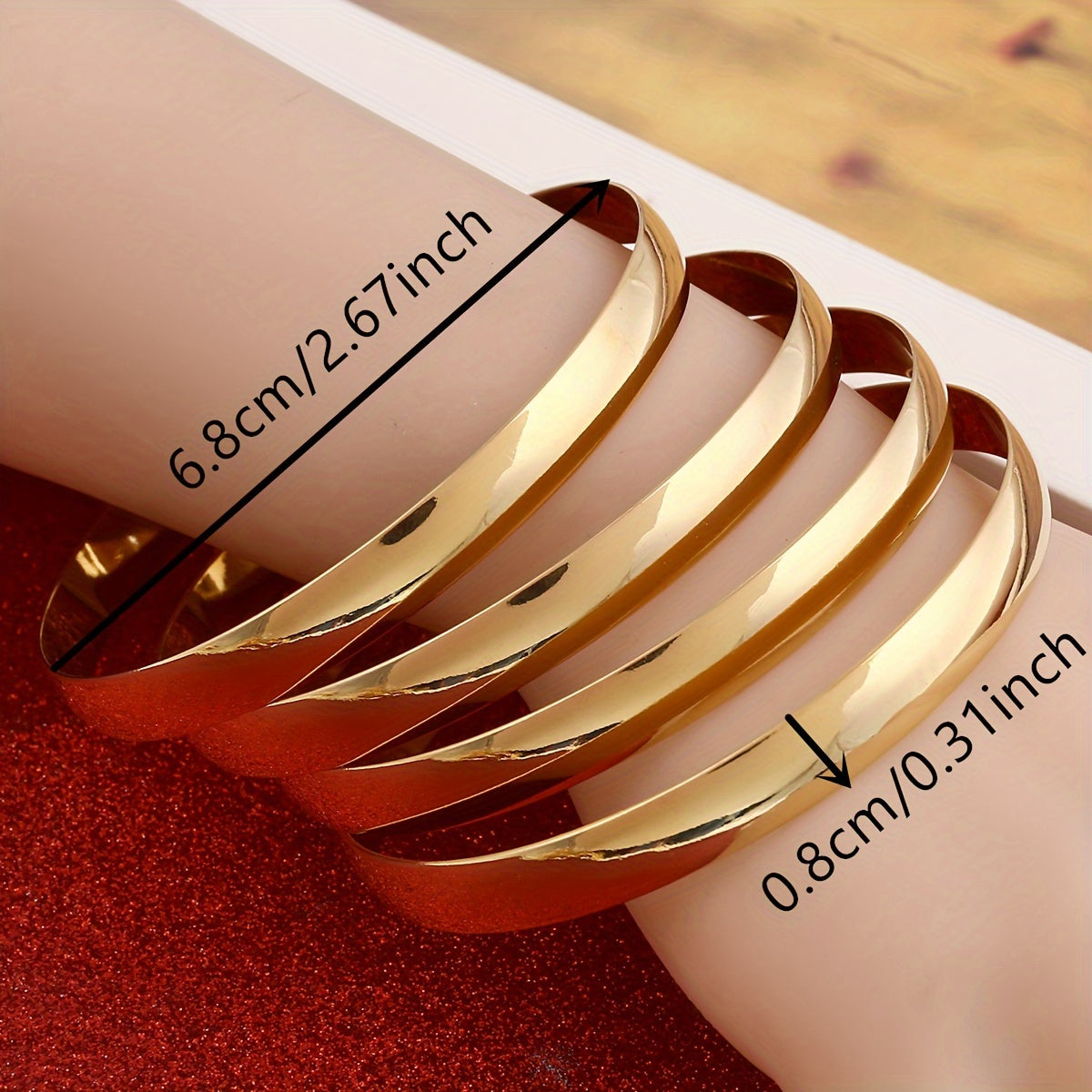 Women's Gold Plated Copper Bangles Round Simple Design Jewelry