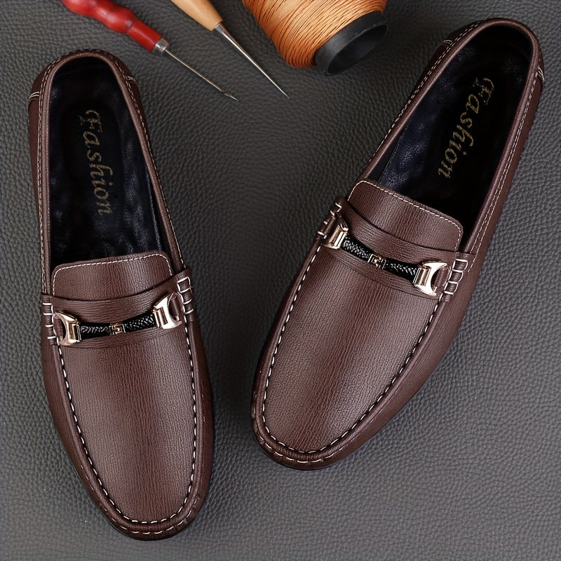 Men's Breathable Lightweight Driving Mocs with Split Cow Leather Upper for Casual and Office Wear