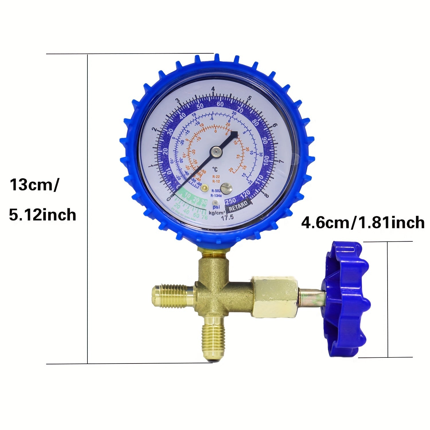 A/C Charging and Diagnostic Tool Copper Refrigerant Recharge Pressure Gauge for Air Conditioning