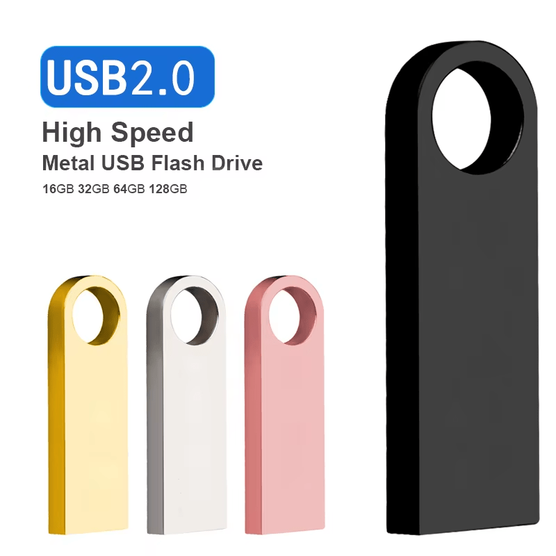 USB 2.0 Flash Drive 8GB to 128GB Metal Durable Portable Data Storage