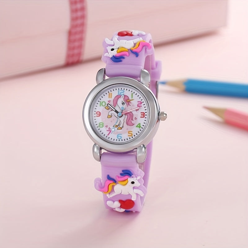 Kids' Dinosaur Quartz Watch for Children with Silicone Band and Colorful Design