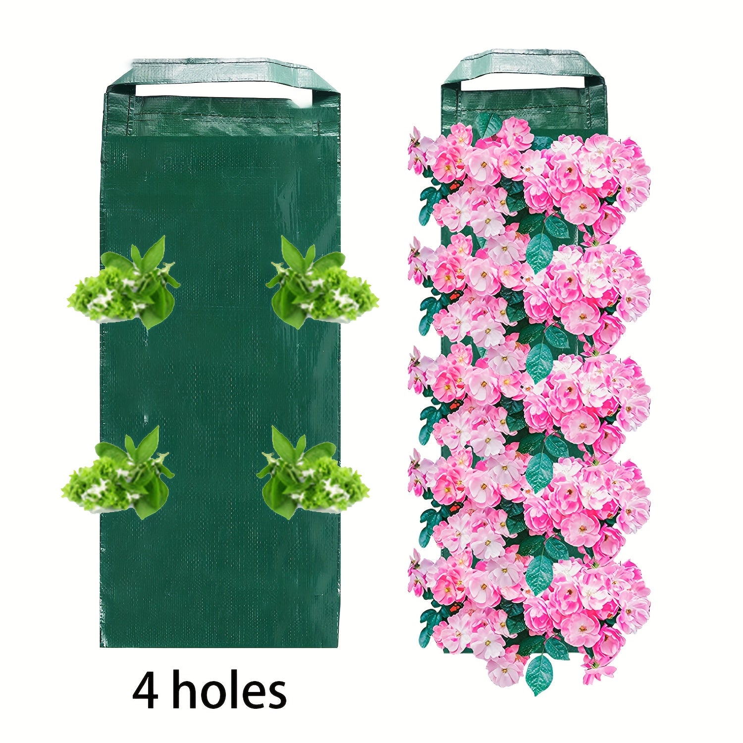 Vertical Hanging Planter Bag for Herbs and Vegetables 59.94cm Green Non-Woven