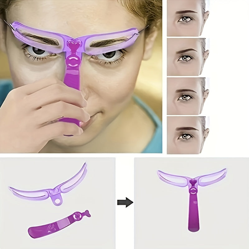 8-Piece Reusable Eyebrow Stencil Kit with Handle for Shaping and Templates