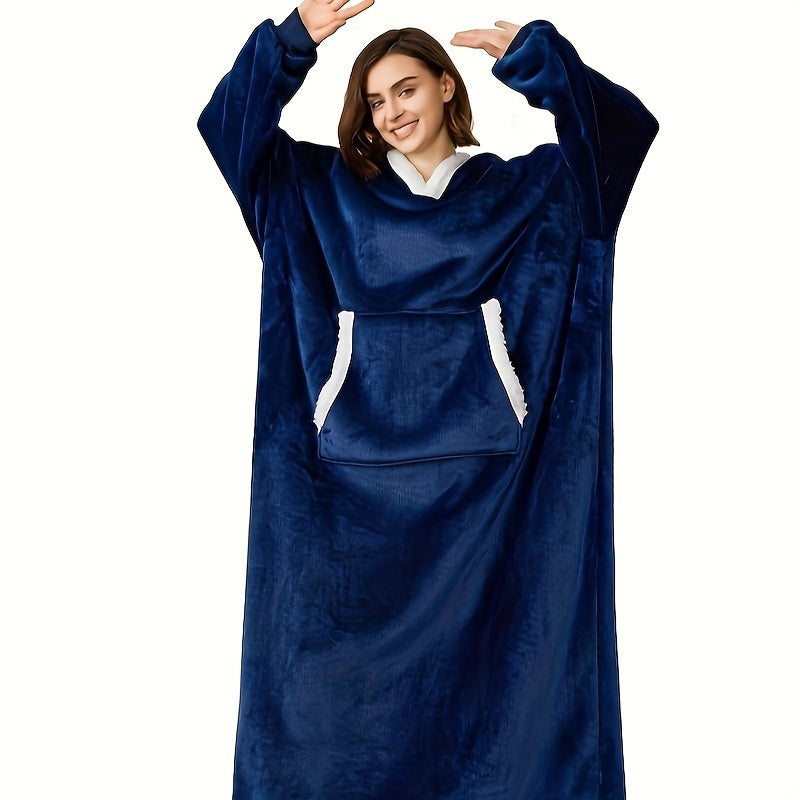 Women's Wearable Blanket Hoodie with Sherpa Fleece, Large Pockets and Hood