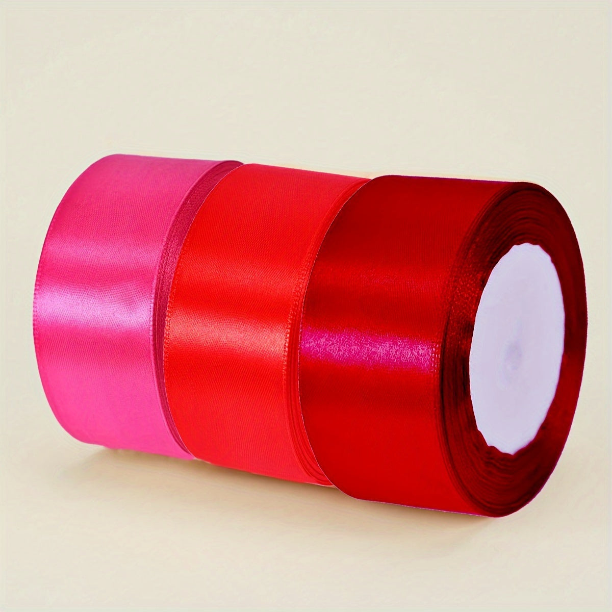 Satin Ribbon Pack 3 Pieces 4cm Wide 22m Long for Wedding Cake Decoration and DIY Crafts