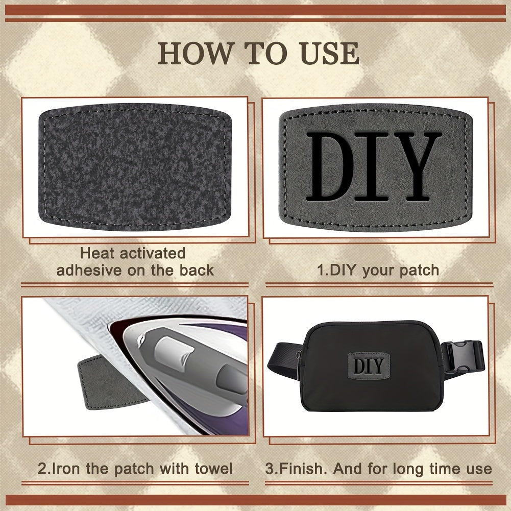 60 Pieces of Faux Leather Patches for Hats and Clothing with Adhesive Backing and Laser Engraving Blanks