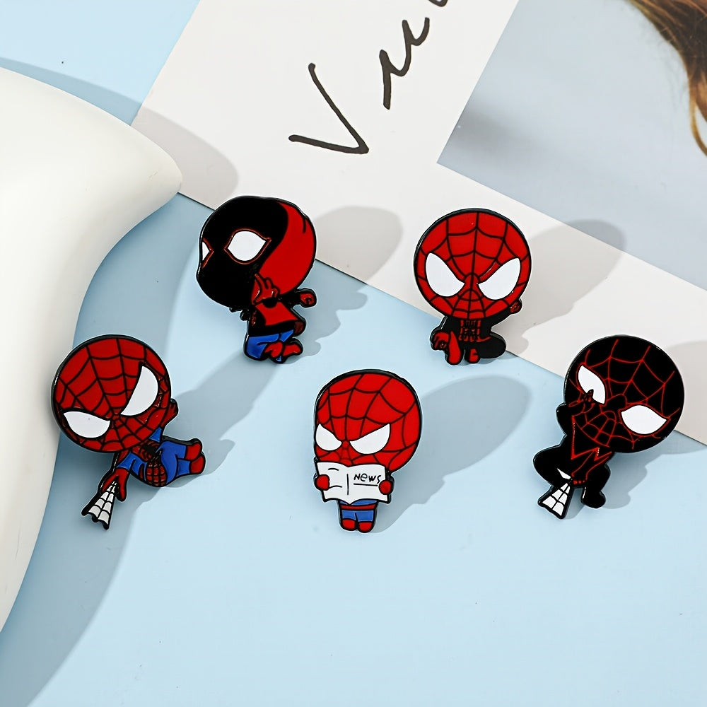 Set of 6 Marvel Spider-Man Enamel Brooch Pins Cartoon Anime Alloy Metal Fashion Accessories for Clothing and Backpacks