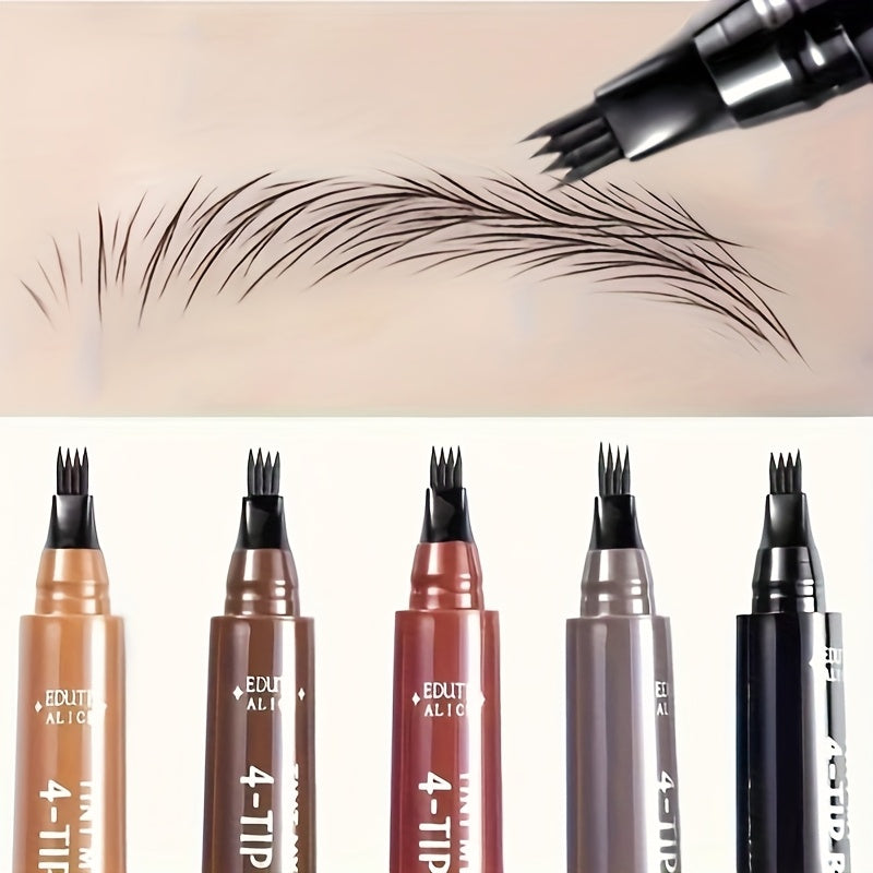 Lápiz de cejas impermeable 4 en 1 para mujer con bolígrafo líquido resistente al sudor