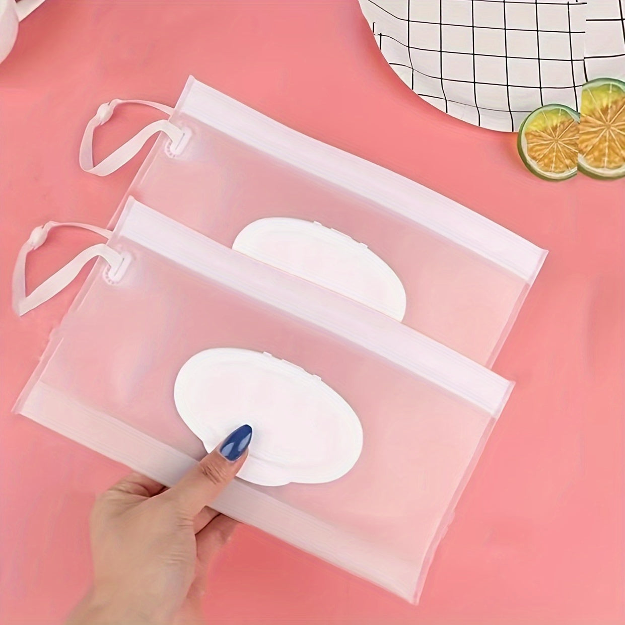 Set of 2 or 4 Reusable Wet Wipe Dispenser Bags for Travel