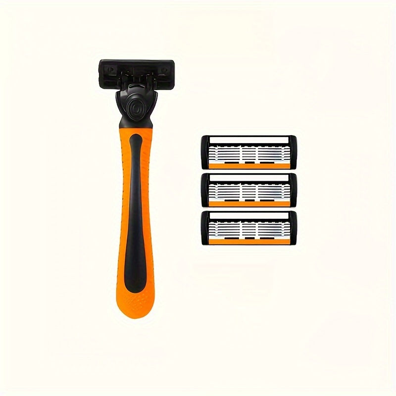 Men's Safety Razor Set with Non-Slip Metal Handle and Sharp Blades for Beard and Mustache Grooming