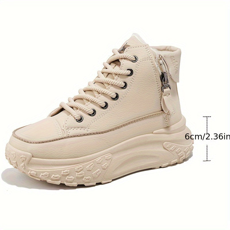 Women Chunky White Platform Sneakers with Thick Sole All-Season Casual