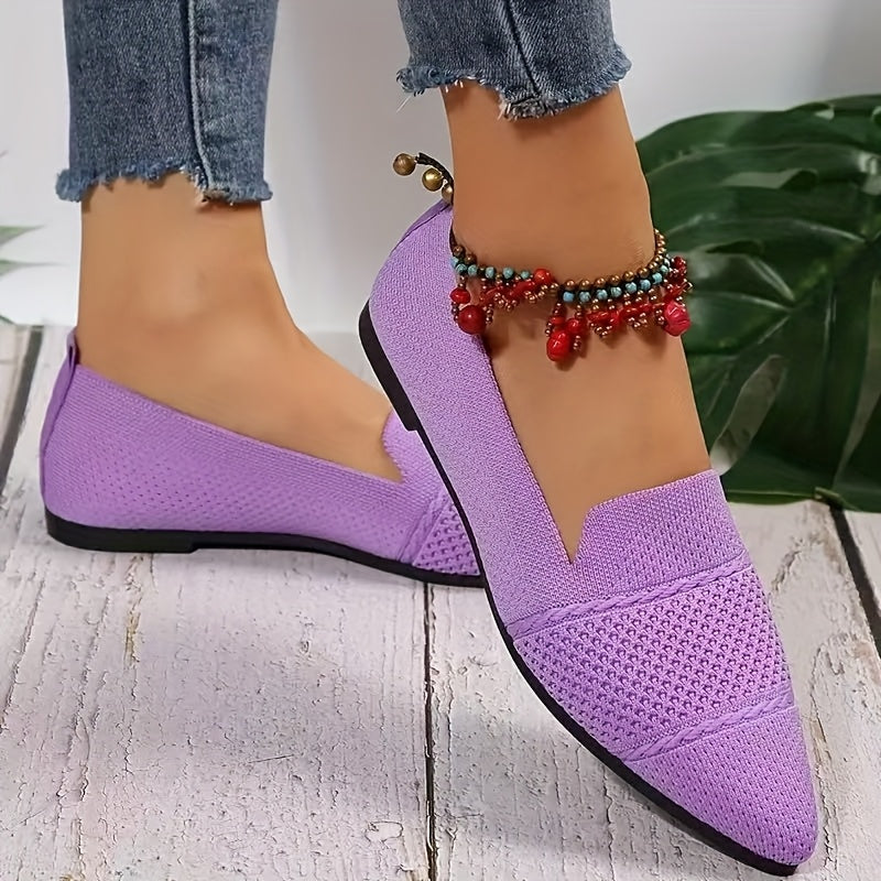 Women Ballet Flat Shoes Slip-On Breathable Soft Sole Point Toe Daily Wear