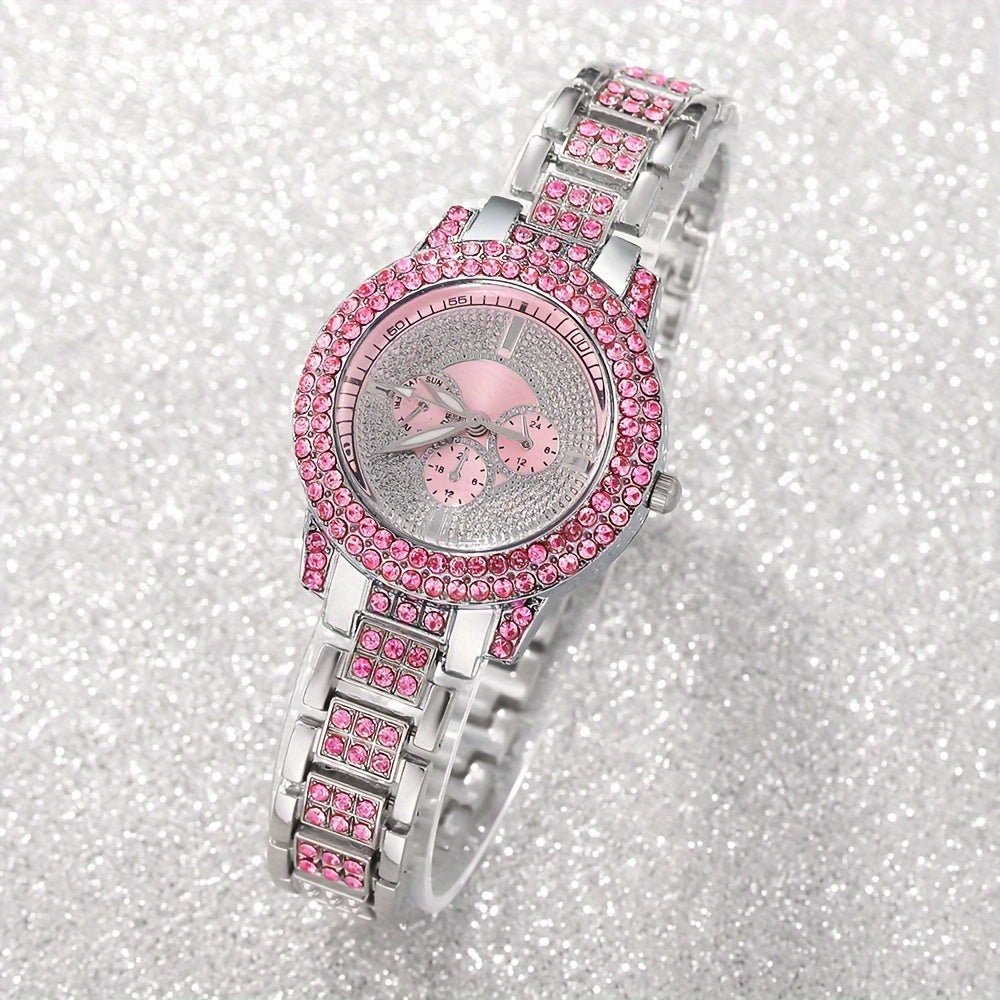 Women's Jewelry Set Quartz Watch Cross Pendant Necklace Bracelet Gift for Mom Girlfriend