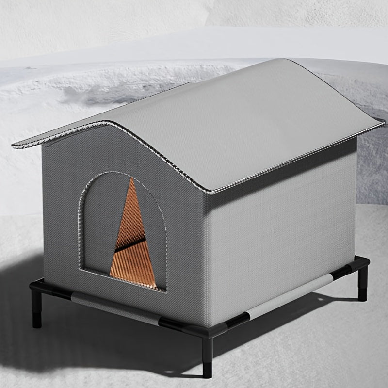 Outdoor Waterproof Cat Shelter with Stand and Warm Cushion for Stray Cats
