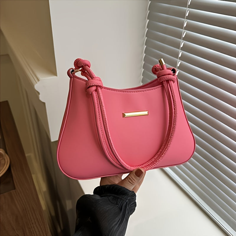 Black Square Handbag with Zipper Closure Crossbody Edge Paint Detail PU Casual Women's