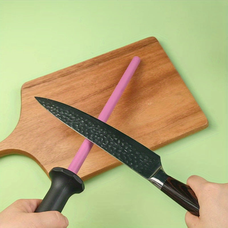 Ceramic knife sharpener with steel rod for quick efficient kitchen sharpening