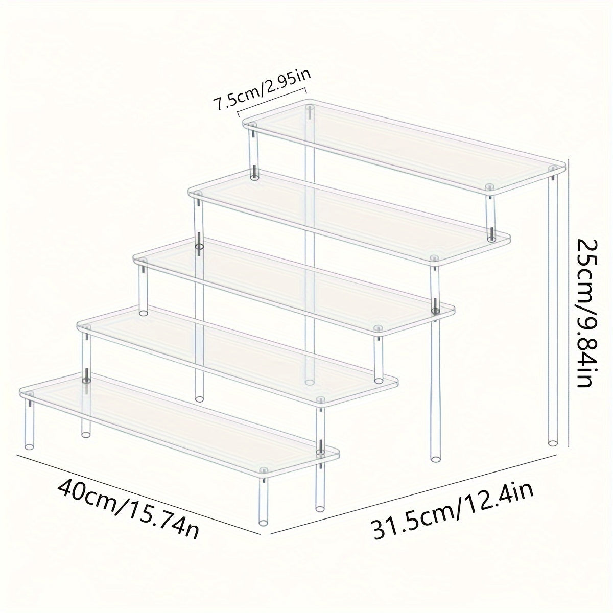 Transparent Ladder Style Storage Rack for Perfumes Lipsticks Nail Polishes and Skincare Multi-Functional Display Shelf