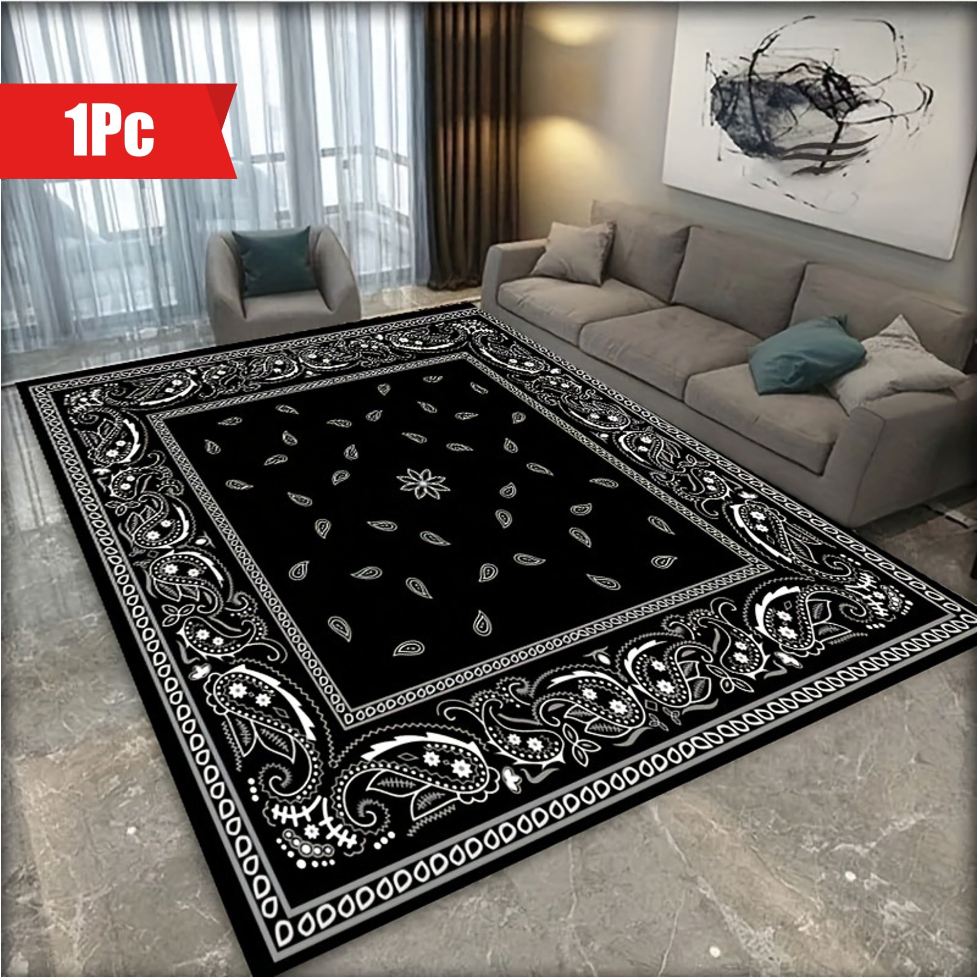 Vintage Rug Washable Floor Mat for Living Room Bedroom Kitchen Outdoor Durable Stylish