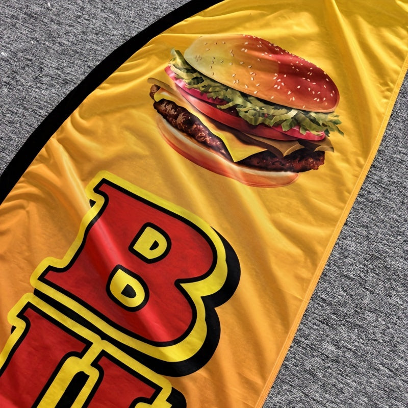Outdoor Advertising Flag Polyester Digital Printed for Promoting Hamburger Products 110G Warp-Knitted Fabric