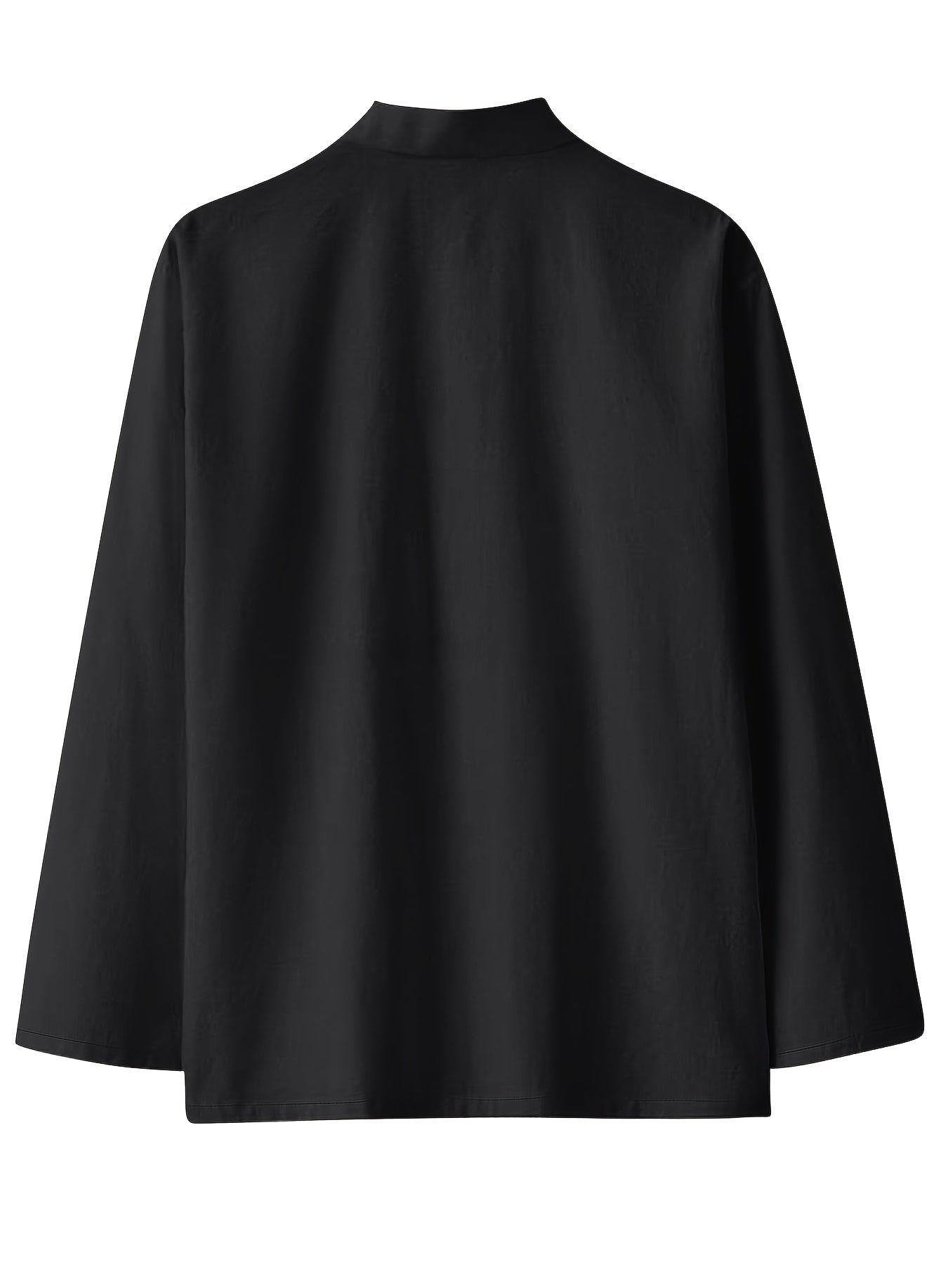 Men's Plus Size Traditional Chinese Hanfu Tang Suit Long Sleeve Vintage Martial Arts Shirt