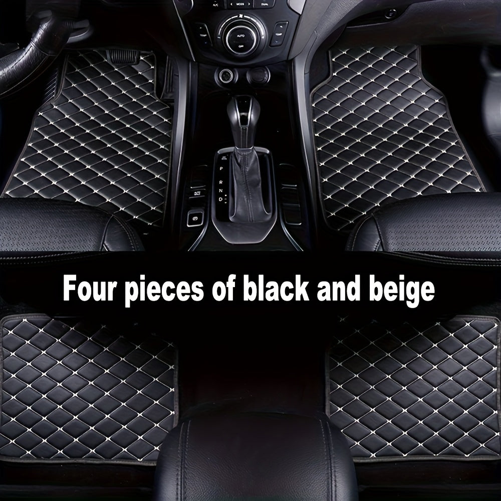Car Foot Mats 4-Piece Set Faux Leather Non-Slip Universal Front and Full