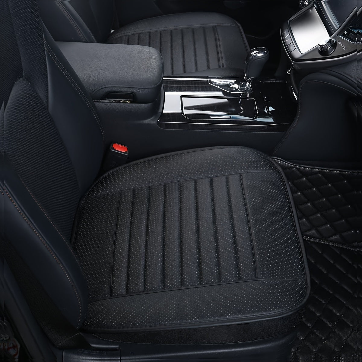 Faux Leather Car Seat Protector Cushion with Breathability and Anti-Slip Safety