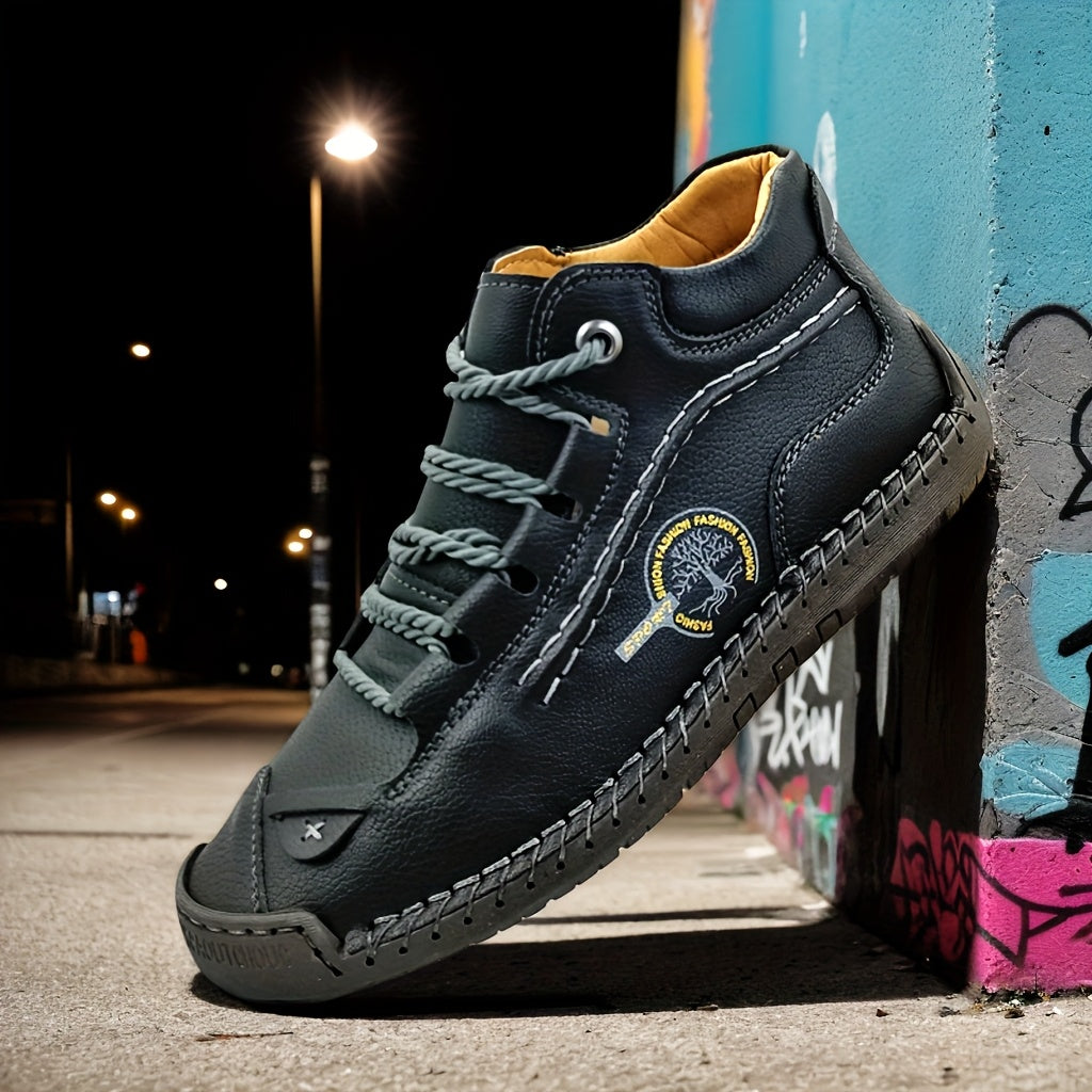 Women's Retro Chukka Boots Faux Cover Leather Ankle Boots Light Blue Brown Rubber Sole