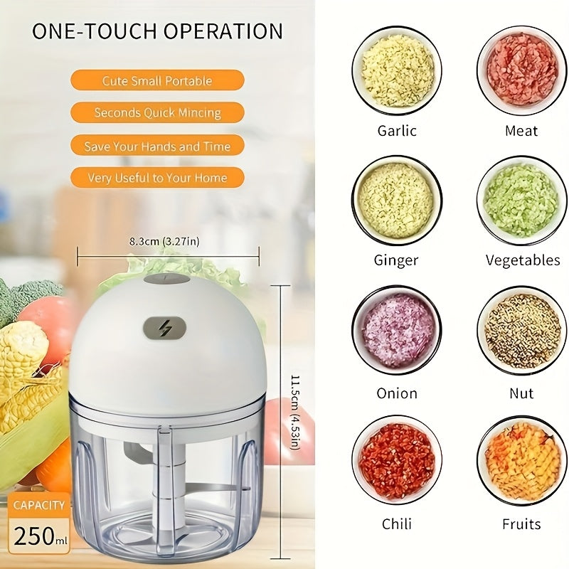 Мини-измельчитель для продуктов с сменными насадками для нарезки и измельчения, перезаряжаемый через USB