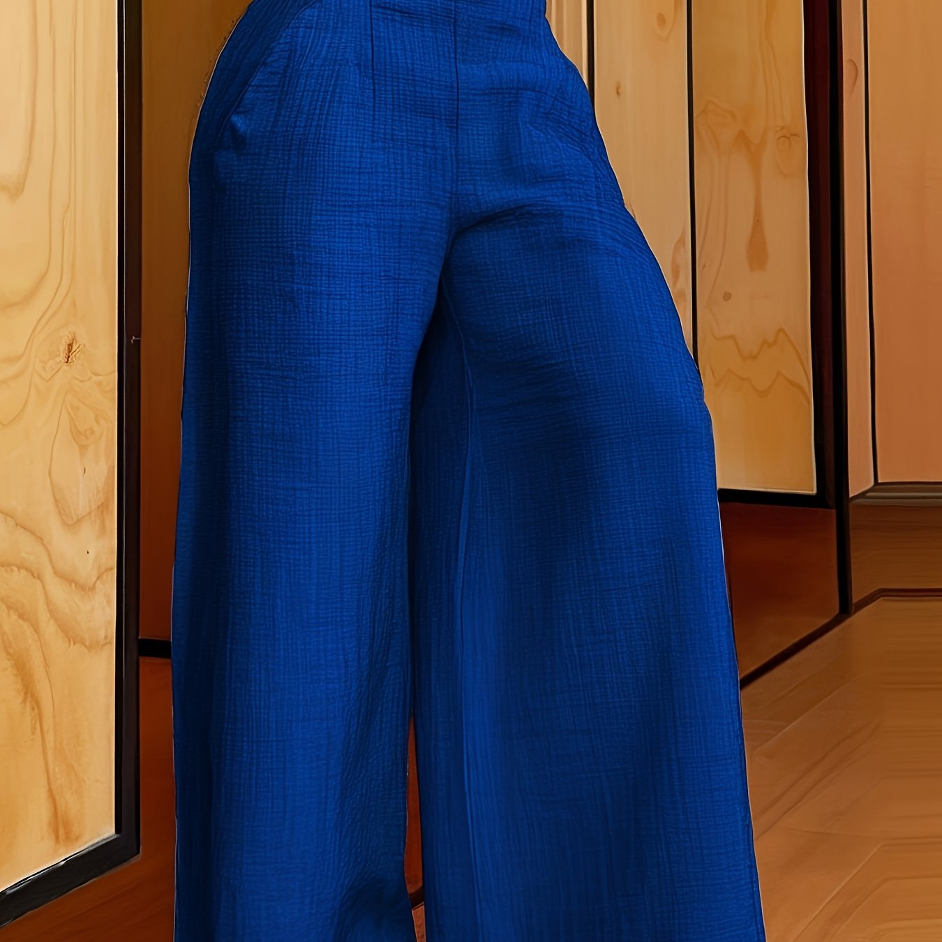 Plus Size Women's Wide Leg Cotton Pants Summer Breathable Solid Color Relaxed Fit