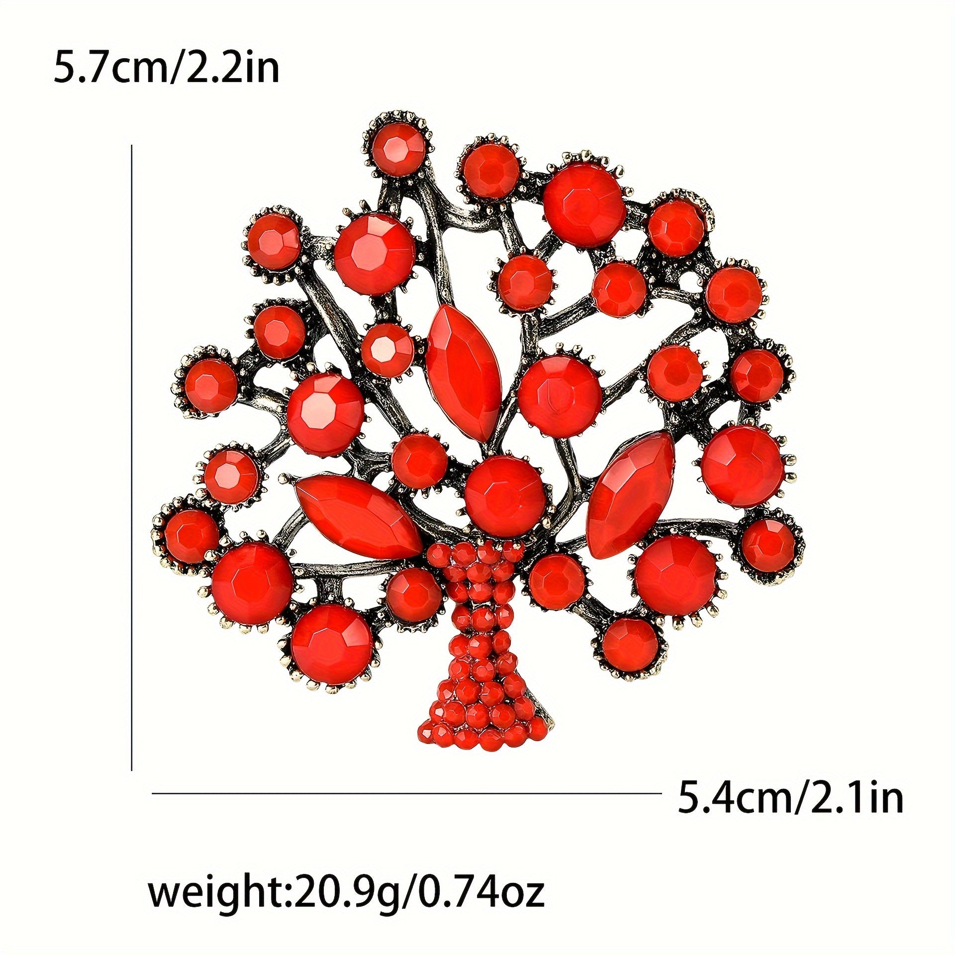 Turquoise Tree of Fortune Brooch Flower-Shaped Pin for Women's Accessories