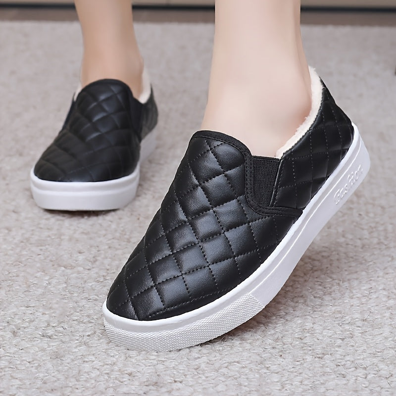 Ayollar uchun tekislangan, flanel bilan qoplangan, yurish uchun yopiladigan oyoq kiyimlari, yopishqoqsiz PVC taglik bilan