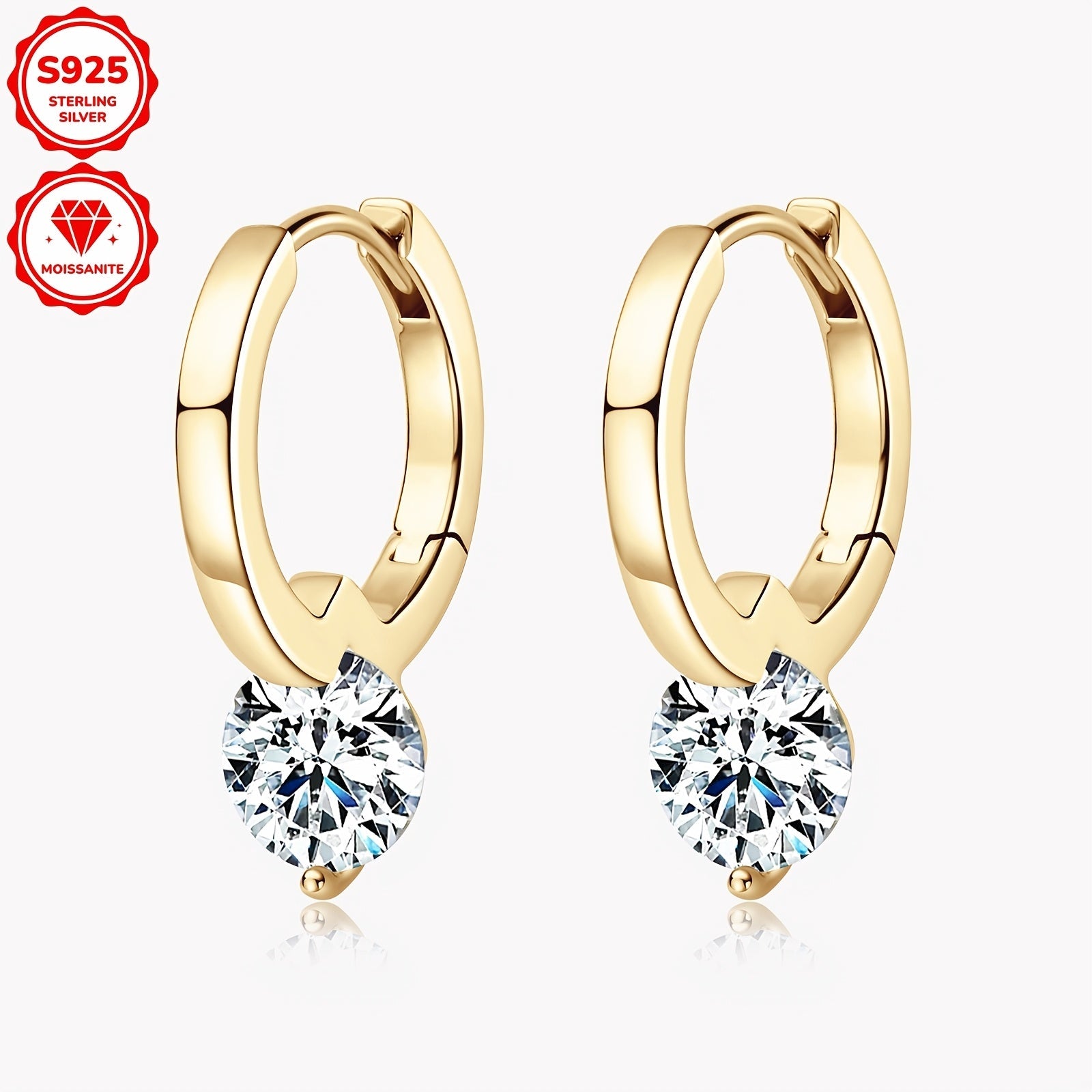 Sterling Silver Women's Earrings with Mozambique Stones 6.5mm Round D Color