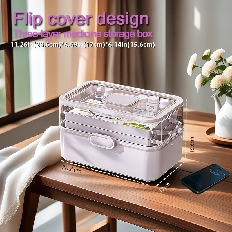 Organizador de medicamentos de plástico ABS de 3 niveles para viajes en autocaravana y preparación para emergencias