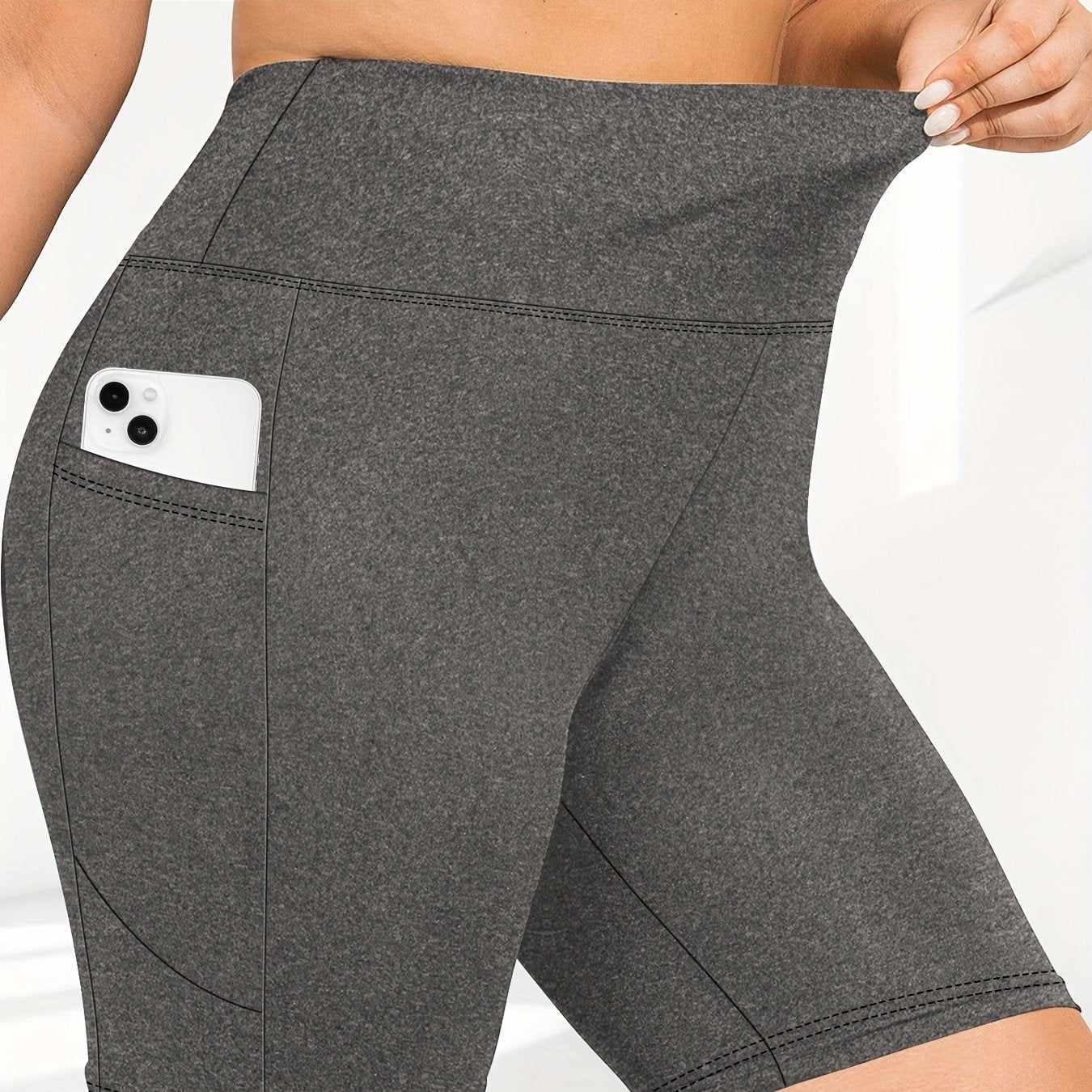 Женские шорты для йоги с высокой талией и карманами, дышащие с эластичной тканью