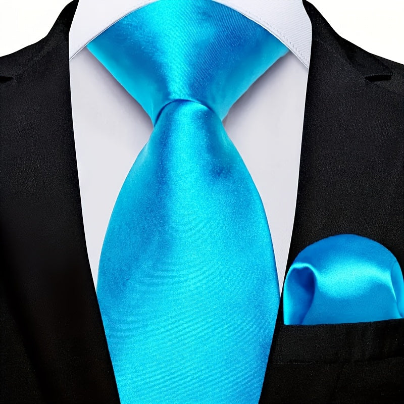 Erkaklar uchun bir rangli galstuk va cho'ntak sharf to'plami, biznes rasmiy tadbirlar uchun