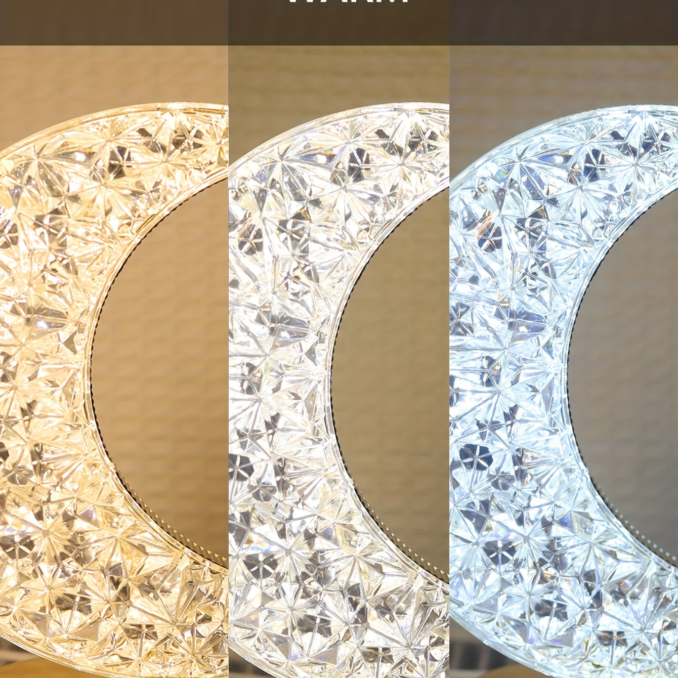 Moon Shape Touch Table Lamp with 3-Color LED Nightstand Light for Bedroom Nursery Office