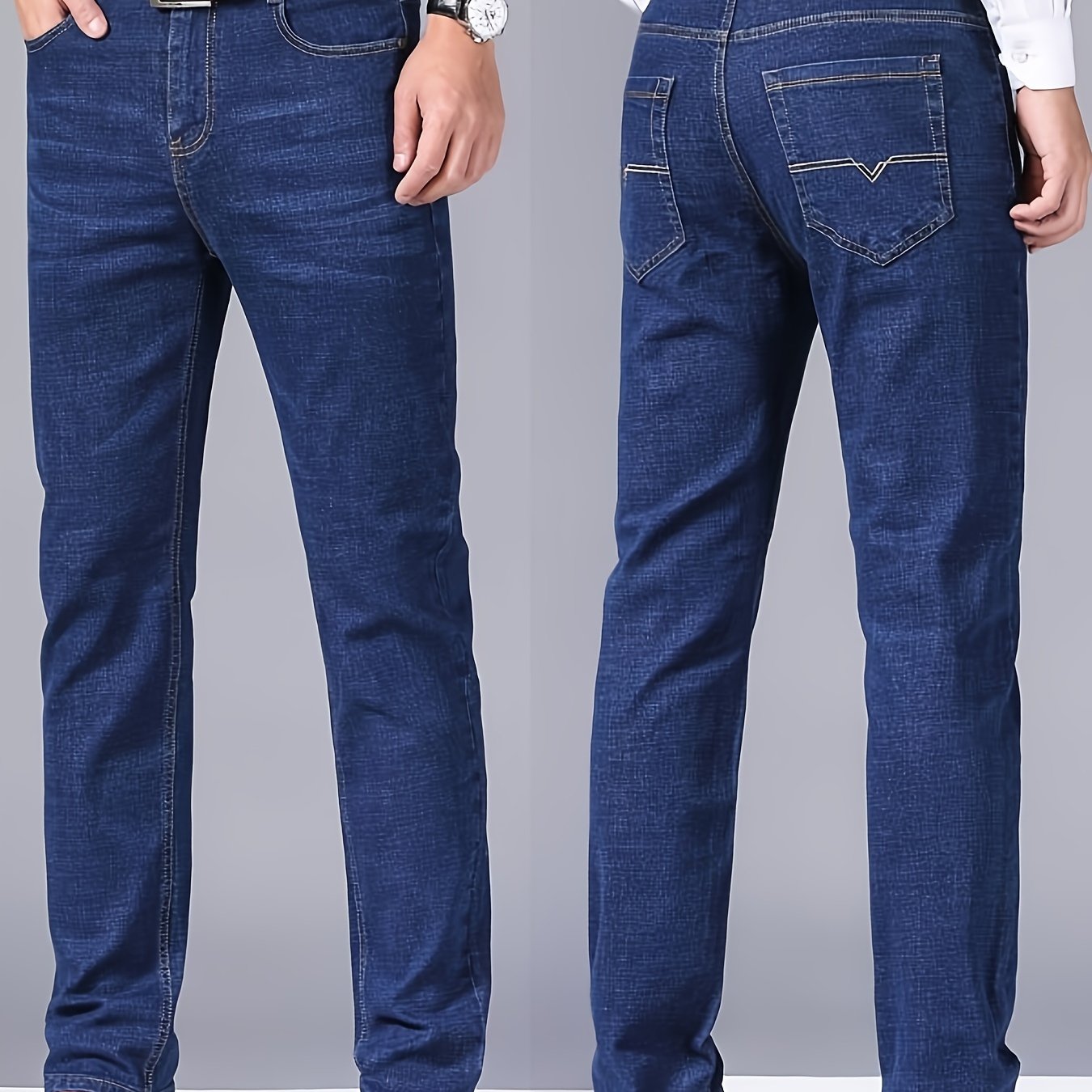 Men's Denim Pants Straight Leg Regular Fit with Pockets for Casual Outdoor Activities
