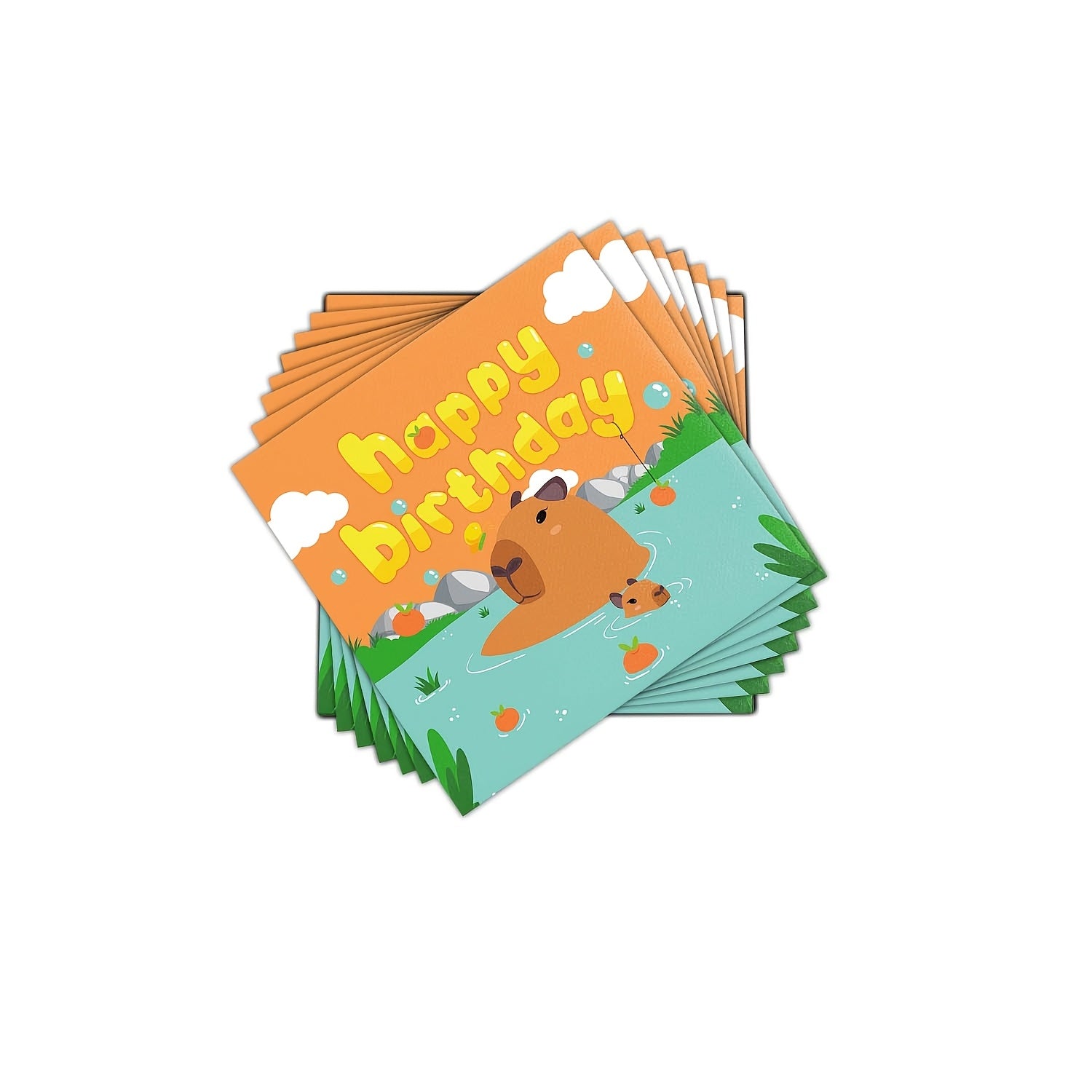 Bolalar tug'ilgan kuni va tadbirlar uchun 20 ta apelsin rangli multfilm Capybara partiyali salfetkalar to'plami