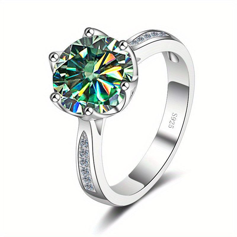 3ct Moissanite Sterling Silver Ring for Women with Multiple Color Options