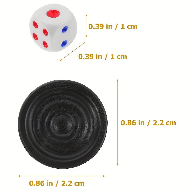 32 Black and White Plastic Backgammon and Chess Pieces for Board Games