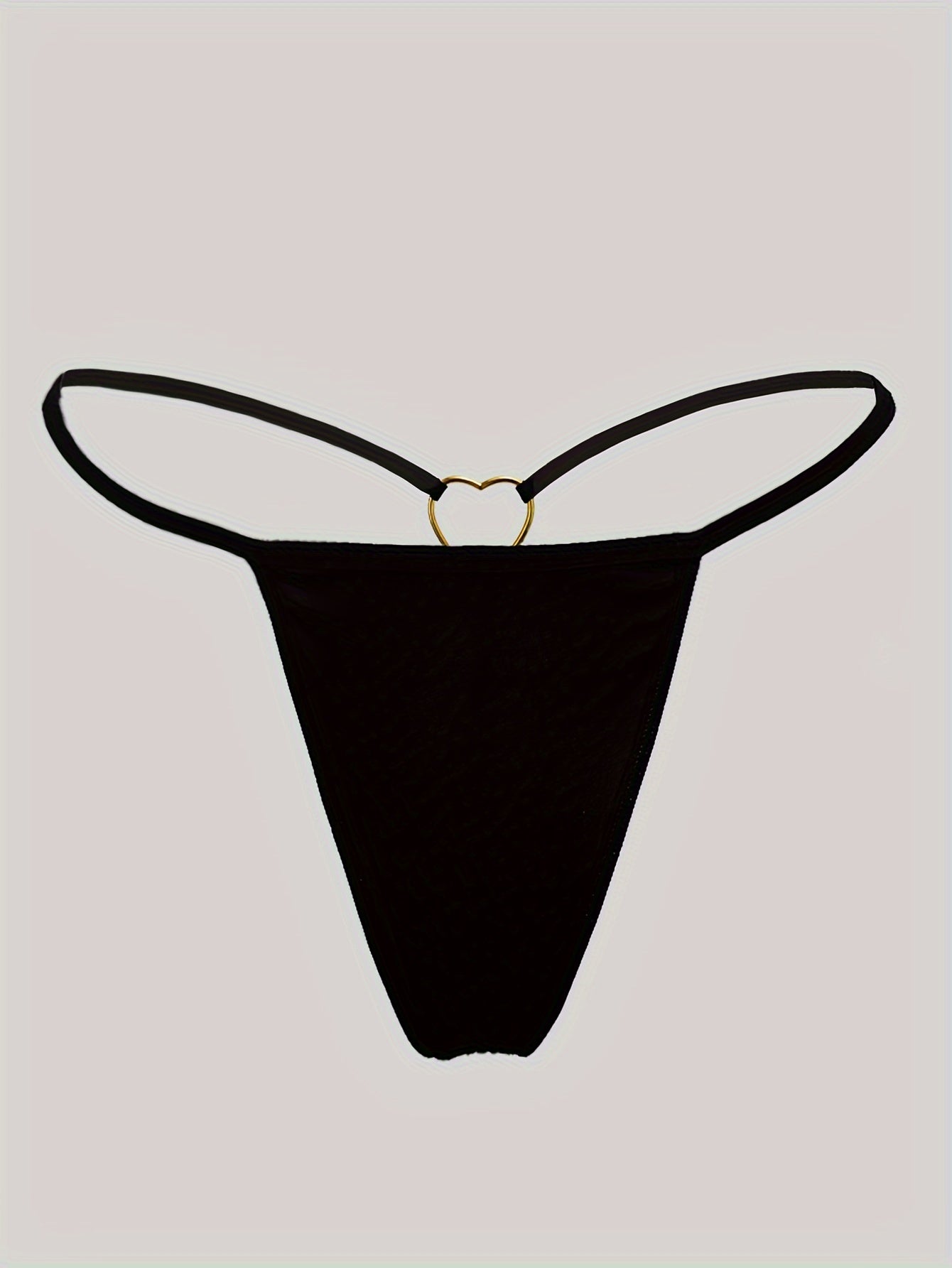 Women's Low-Rise Thong Lingerie with Heart-Shaped Detailing in Solid Color
