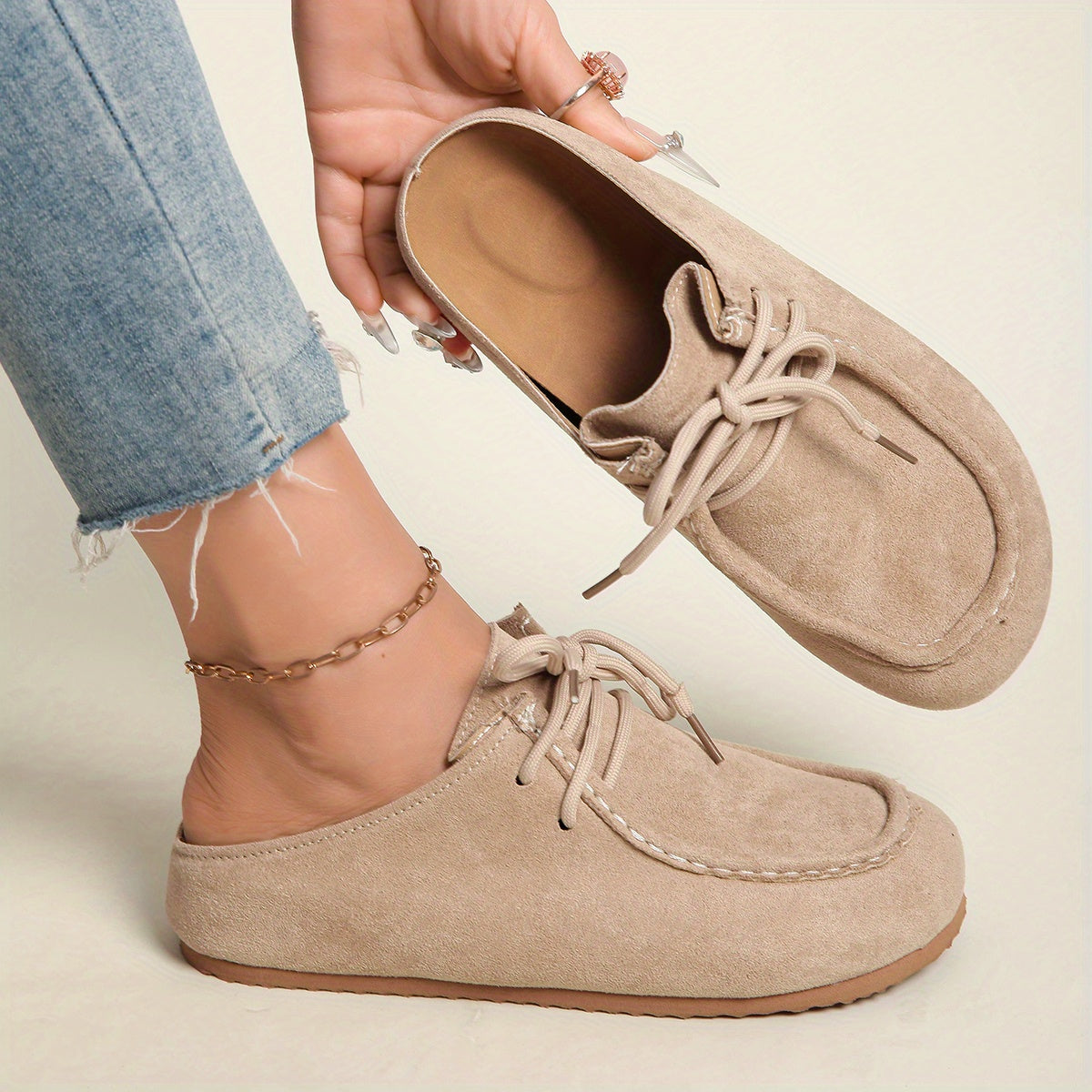 Women's Slip-On Mules with Lace-Up Design Casual Flip Flops