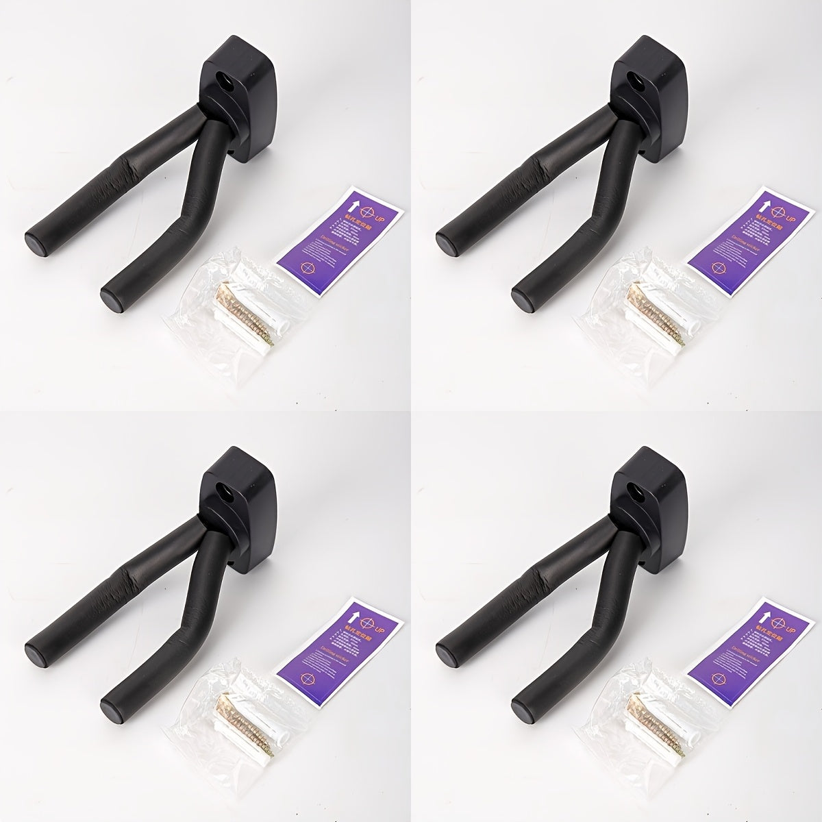 Stainless Steel Wall Mount Guitar Holder Adjustable Non-Slip Black