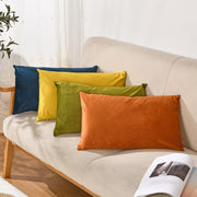 Velvet Throw Pillow Cover in Navy Blue Yellow-Green Orange Polyester Zipper Closure for Living Room Bedroom