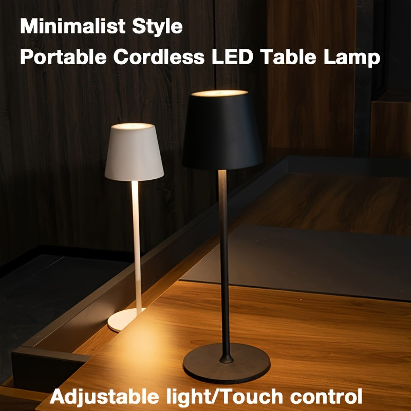 Cordless LED Table Lamp with Touch Control Dimming and 3 Color Temperatures for Home and Outdoor Use