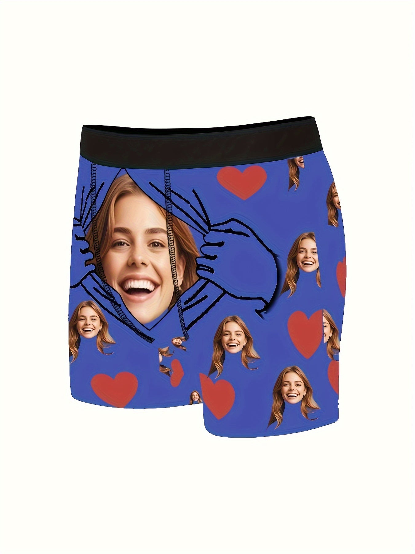 Boxers cortos personalizados de poliéster con patrón de retrato y foto personalizada para papá, esposo, novio