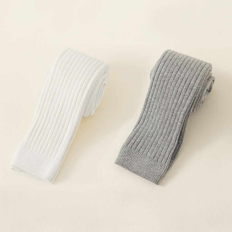 2-Pack Bolalar Uchun Paxta Aralashmasidan Yasalgan O'rta Bo'yli Legginglar - Bir Rangli, Cho'ziluvchan, Havo O'tkazuvchi, Har Mavsumga Mos Tights 12 Yoshgacha - Faqat Qo'l Yuvish